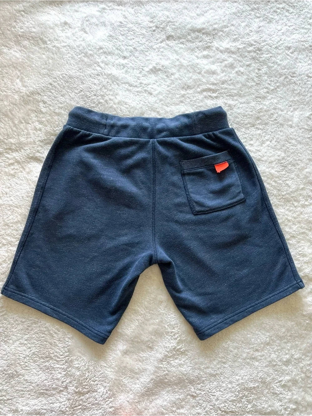 Superdry Navy Sweatshorts with Orange Logo Patch Size Medium